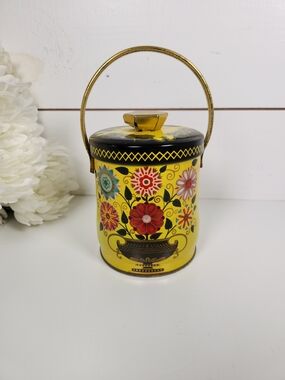 Small Vintage Murray Allen Confection Tin Container Yellow Floral English Garden